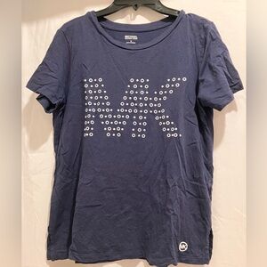 Michael Kors Navy T-Shirt with Studded Logo - Medium